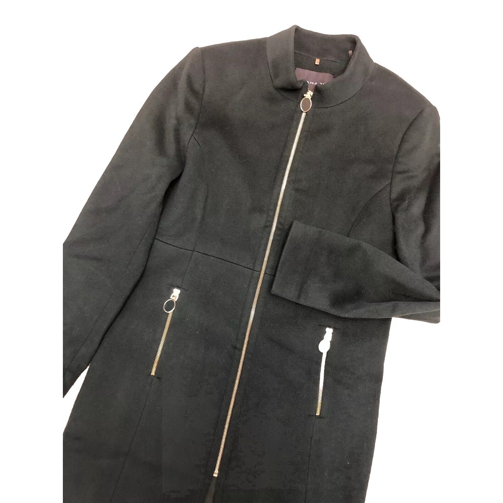 Tahari Coat Women's 6 Dark Pesto Green Structured‎ 100% Wool Zippers Preppy